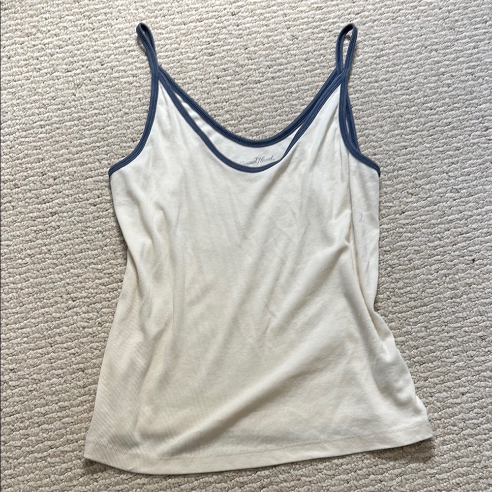 Women's Cream and Blue Tank Top
